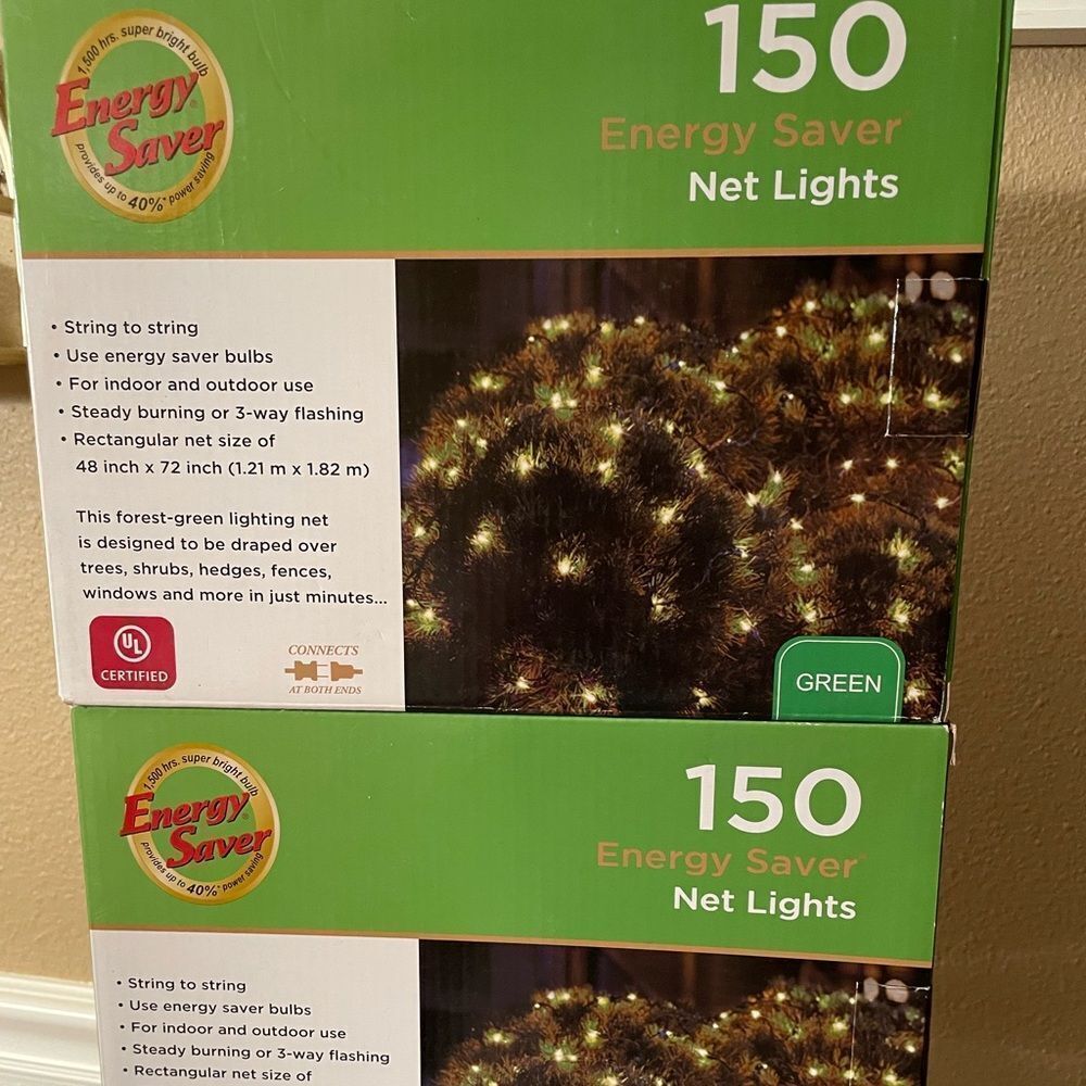 Energy Saver Net Lights Christmas Lights 150 Clear White Lights x 2
